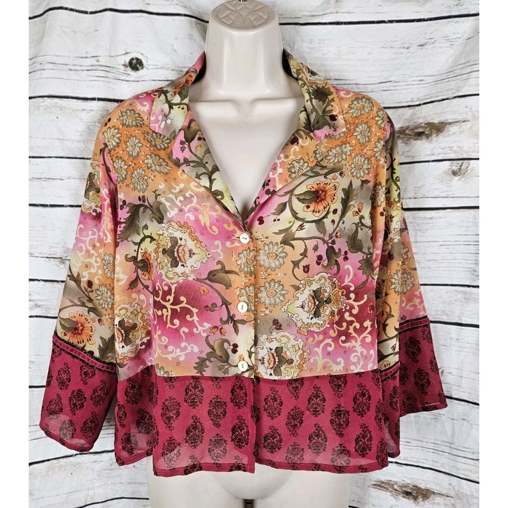 Vintage Victorias Secret Floral Button Top S Y2K 90's Semi Sheer Pajama
